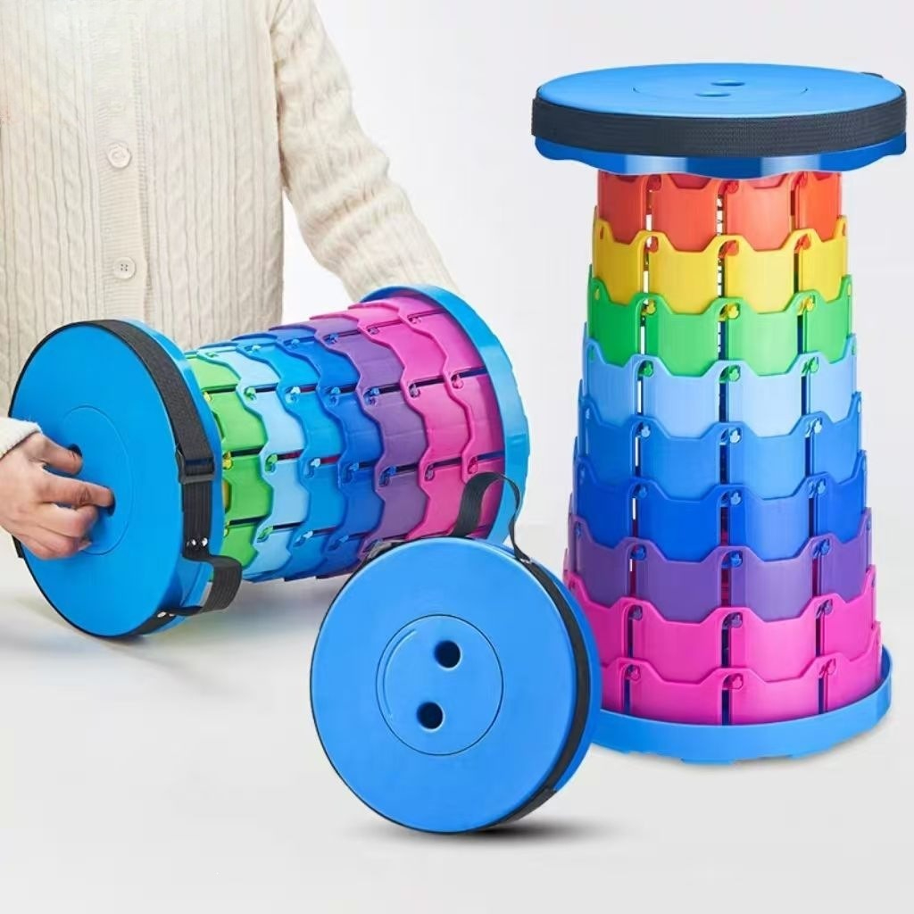 Outdoor Adventurer - Taburete Telescópico Plegable Rainbow para Camping,